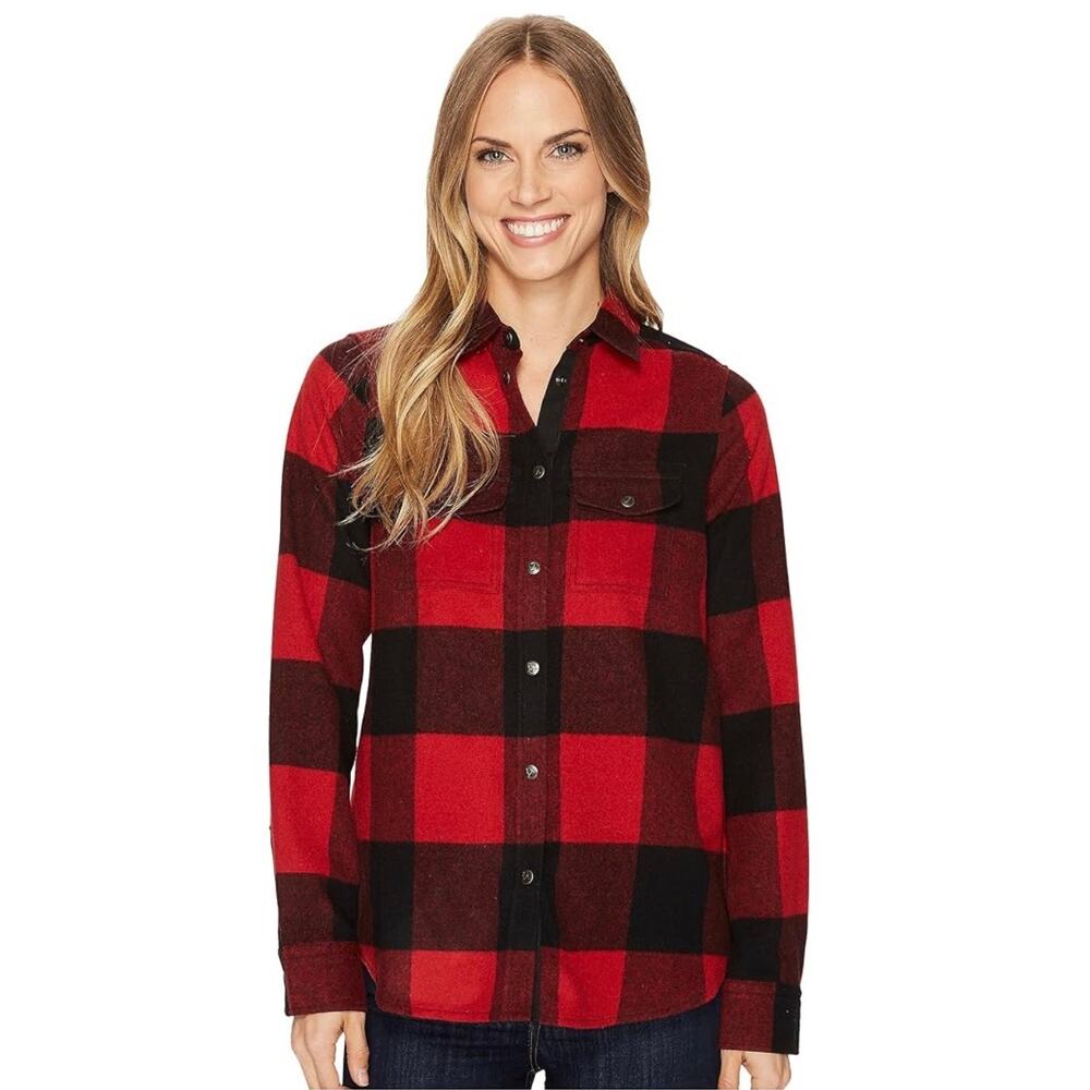 Fjallraven Women’s Canada Shirt Buffalo Plaid Long Sleeve Red Black Small